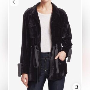 CINQ À SEPT Mathieu Velvet Cargo Jacket Black